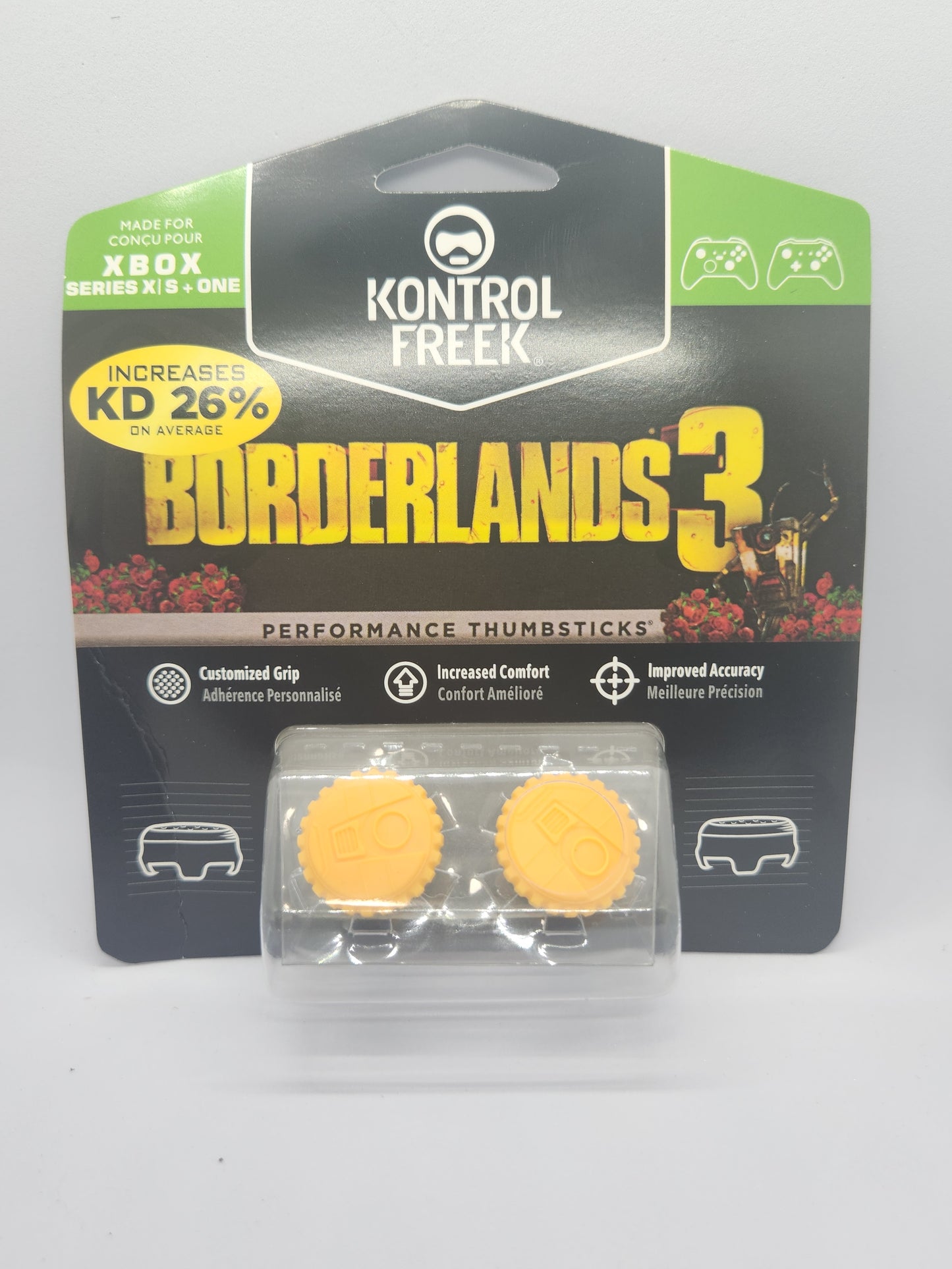 Kontrol Freek Borderlands 3 performance thumbsticks packaging on a white background