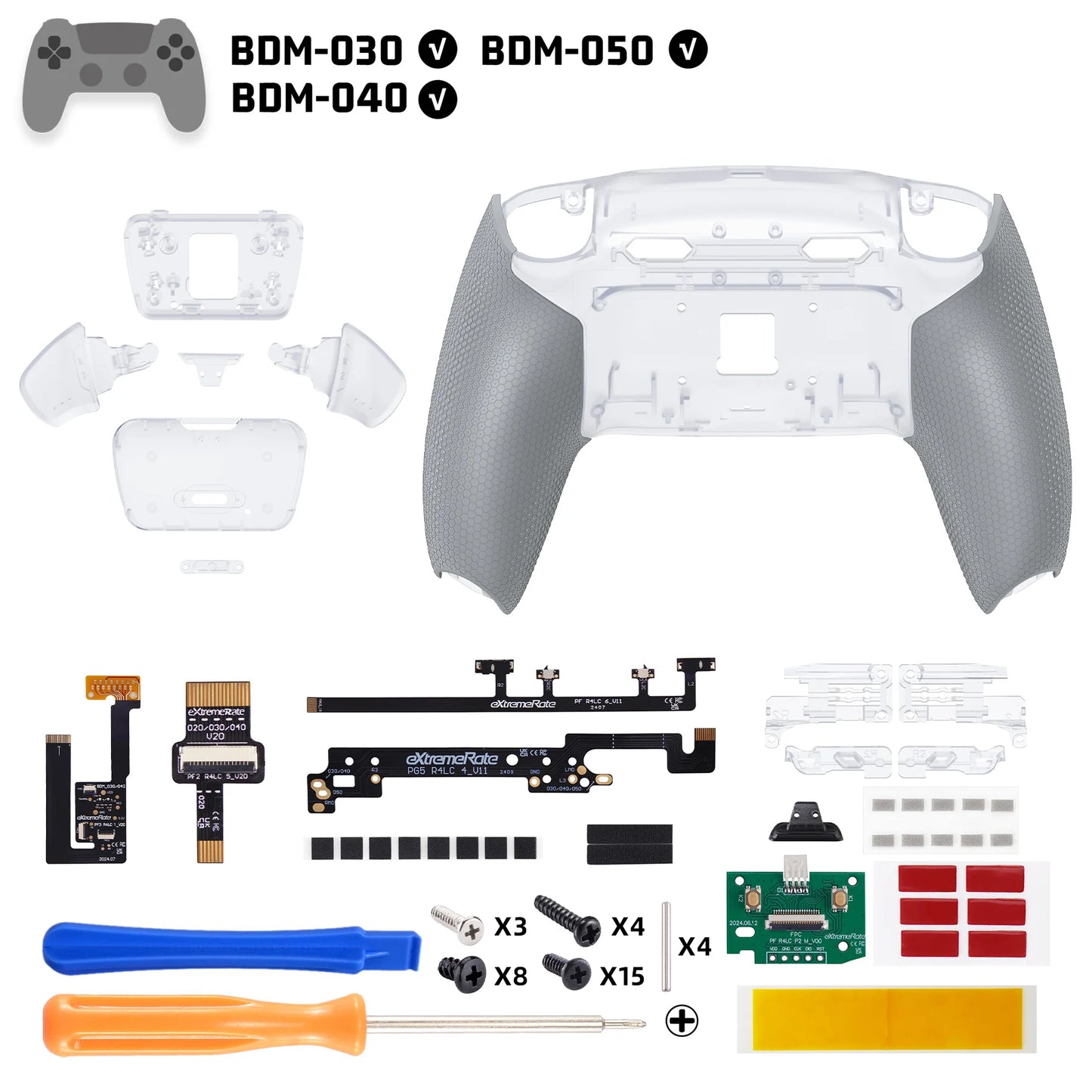eXtremeRate RISE Plus MAX Remappable Back Buttons Kit w/Clicky Trigger Stop & Rubberized Grip for ps5 Controller BDM-030 040 050