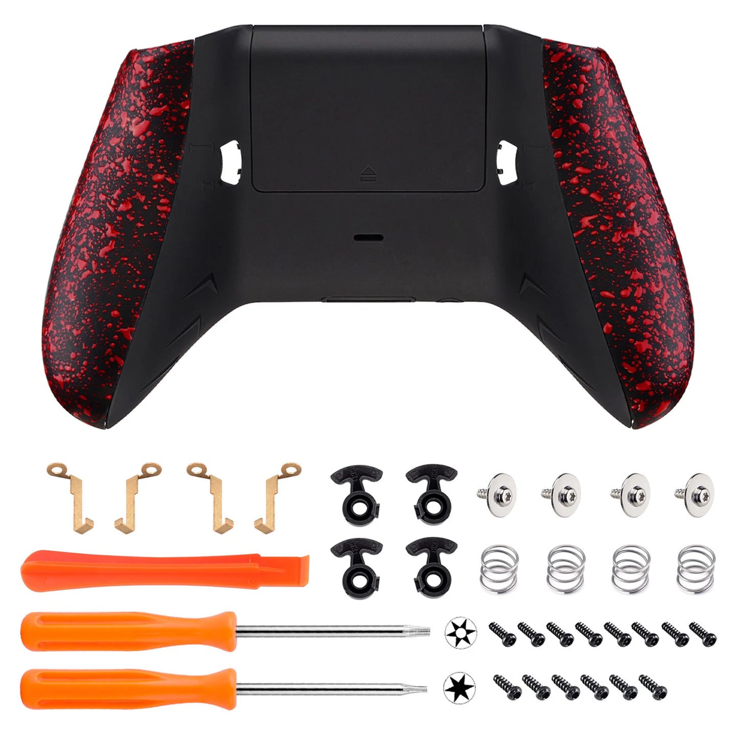eXtremeRate FlashShot Trigger Bottom Shell Kit Back Shell & Handle Grips & Dual Trigger Locks for Xbox One S & One X Controller