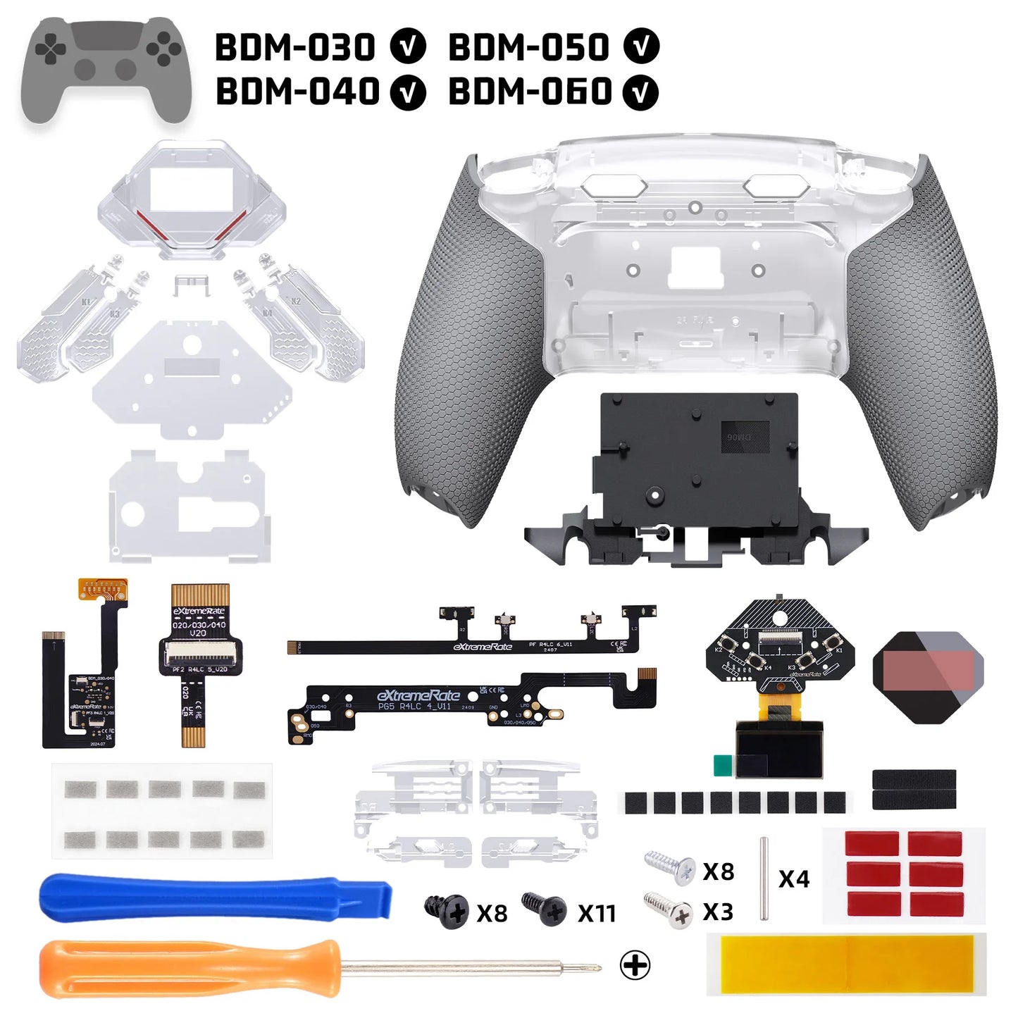 eXtremeRate SPARK Back Paddles Kit for ps5 Controller BDM-030 040 050 060 models, Remappable 4 Back Buttons Set-Rubberized Black