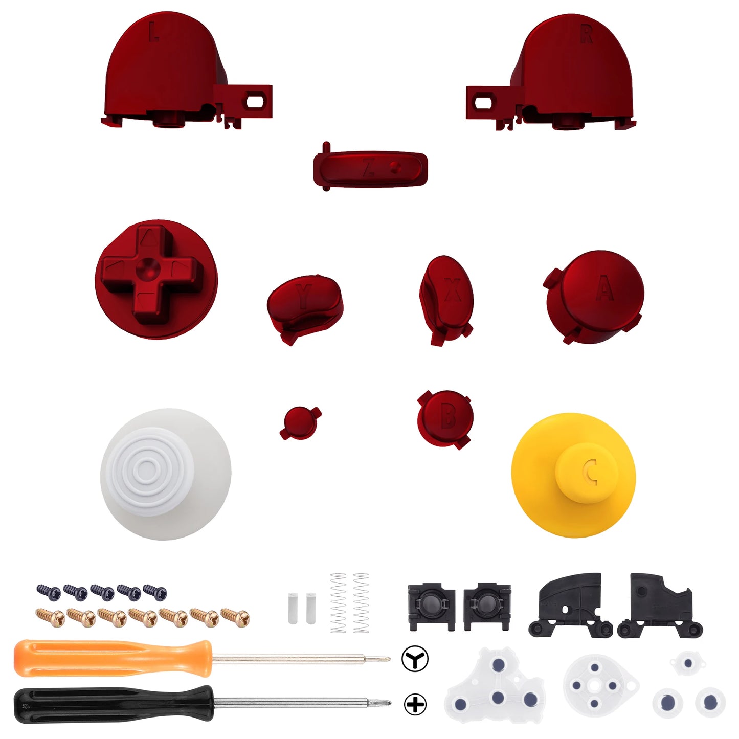 eXtremeRate DIY Replacement Full Set Buttons Thumbsticks & Tools for Nintendo GameCube Controller, Repair ABXY D-pad Z L R Keys