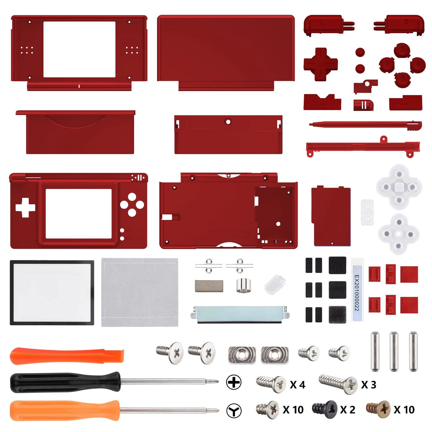 eXtremeRate Replacement Full Housing Shell for Nintendo DS Lite, Case Cover with Buttons, Screen Lens for NDSL - Single Series