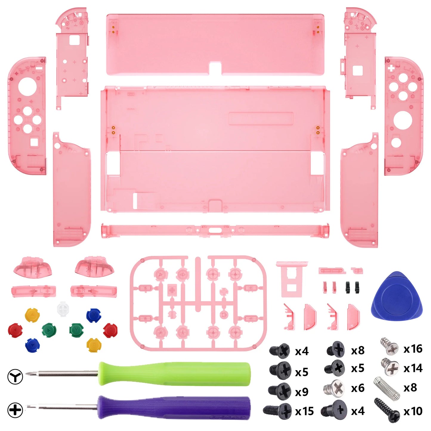 eXtremeRate Replacement Full Set Shell for Nintendo Switch OLED, Back Plate & Kickstand, Joycon Housing with Colorful Buttons