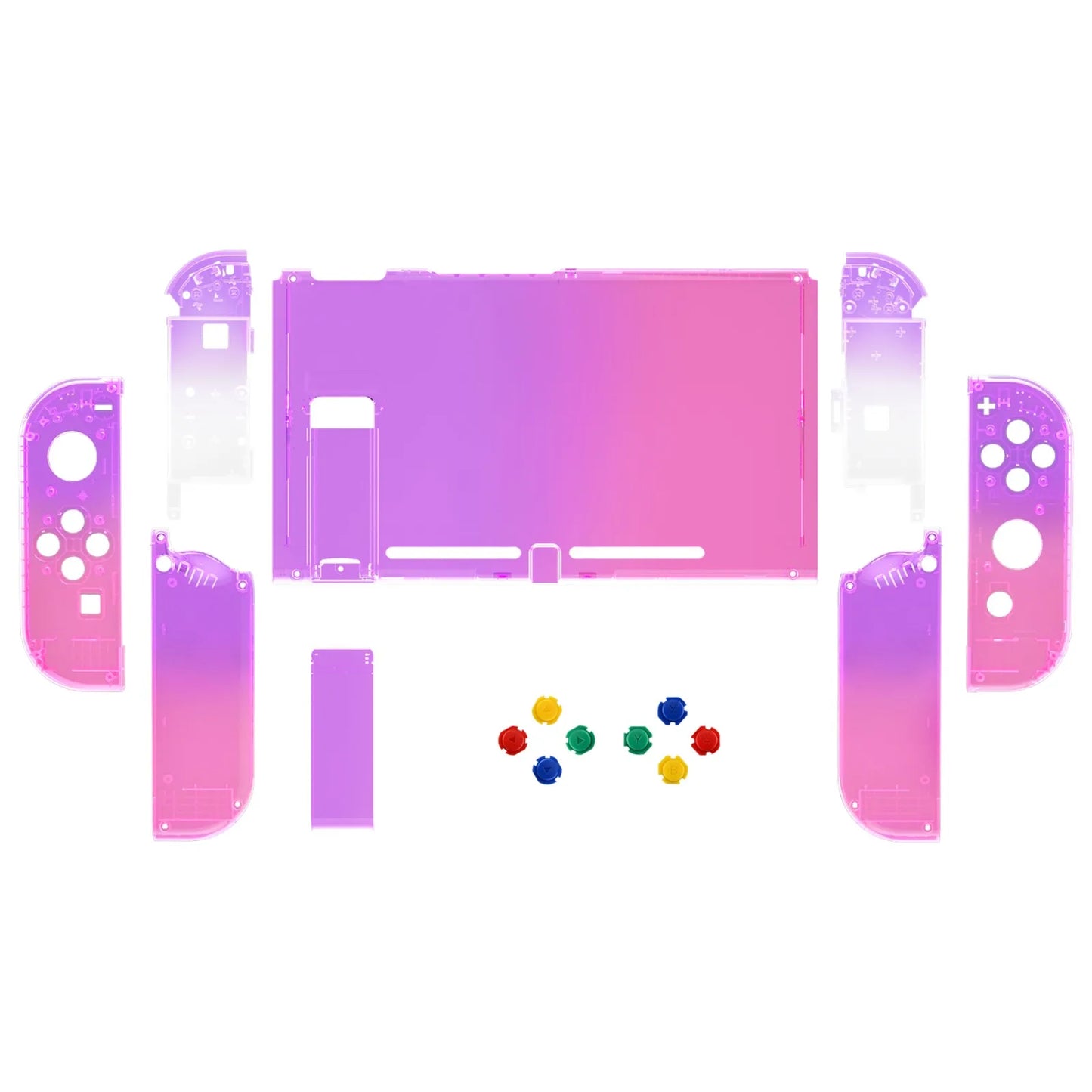 eXtremeRate DIY Replacement Back Shell with Full Set Buttons for NS Switch, Joycon Handheld Grips Kickstand - Gradient Series