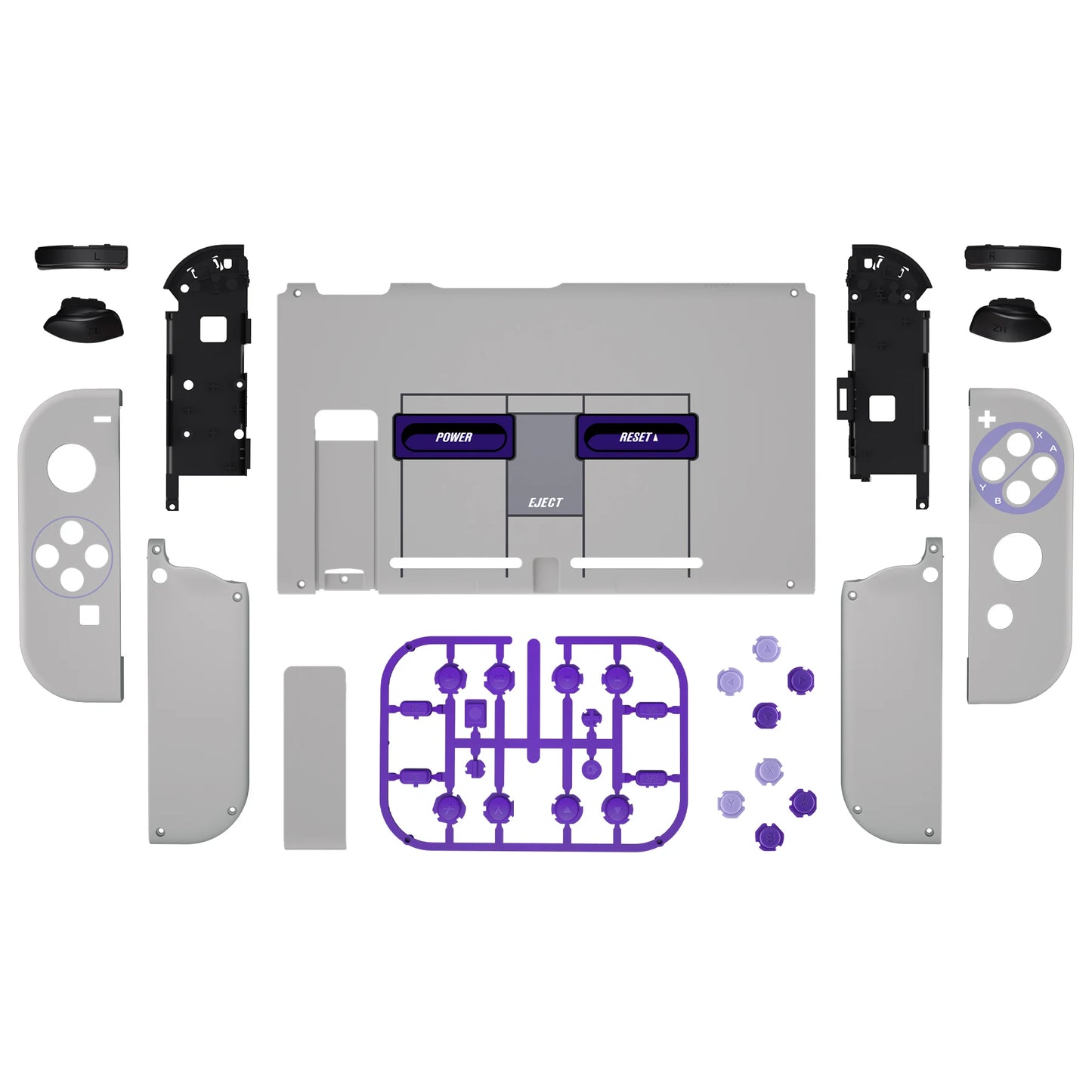 eXtremeRate Grip Console Backplate Controller Housing Shell with Full Set Buttons for NS Switch - Classics Style