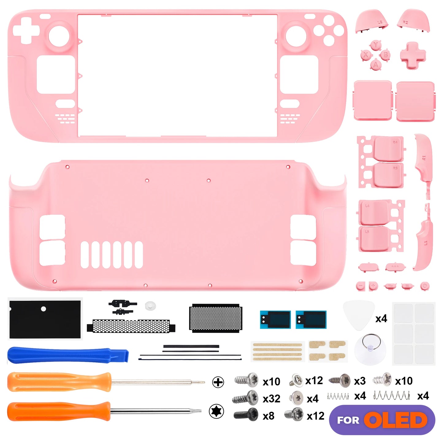 eXtremeRate Replacement Full Set Housing Shell W/Buttons for Steam Deck OLED, Custom DIY Faceplate Back Plate Trackpad Case