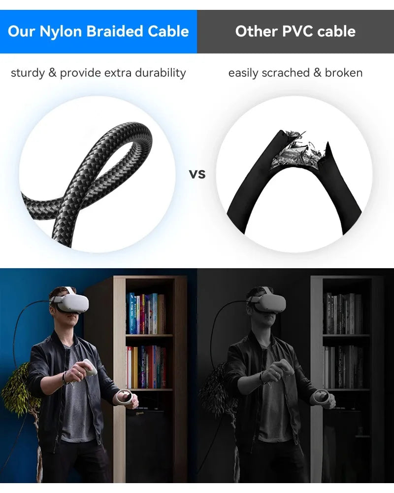 Oculus Quest 2 Link Cable - USB-A to USB-C for VR Gaming