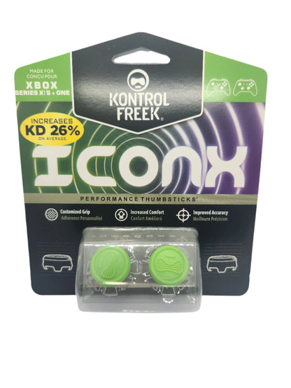 Kontrol Freek gaming thumbstick packaging with green and black design on a white background