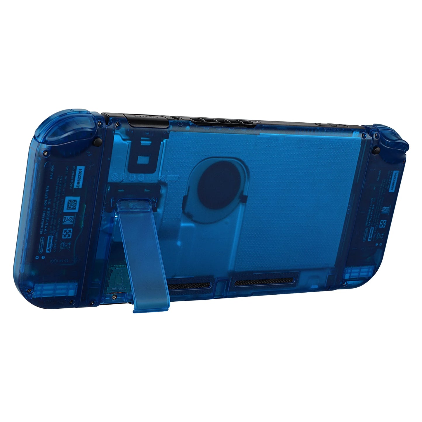eXtremeRate Transparent Clear Blue Console Back Plate Controller Housing Shell with Buttons for Nintendo Switch Console & JoyCon