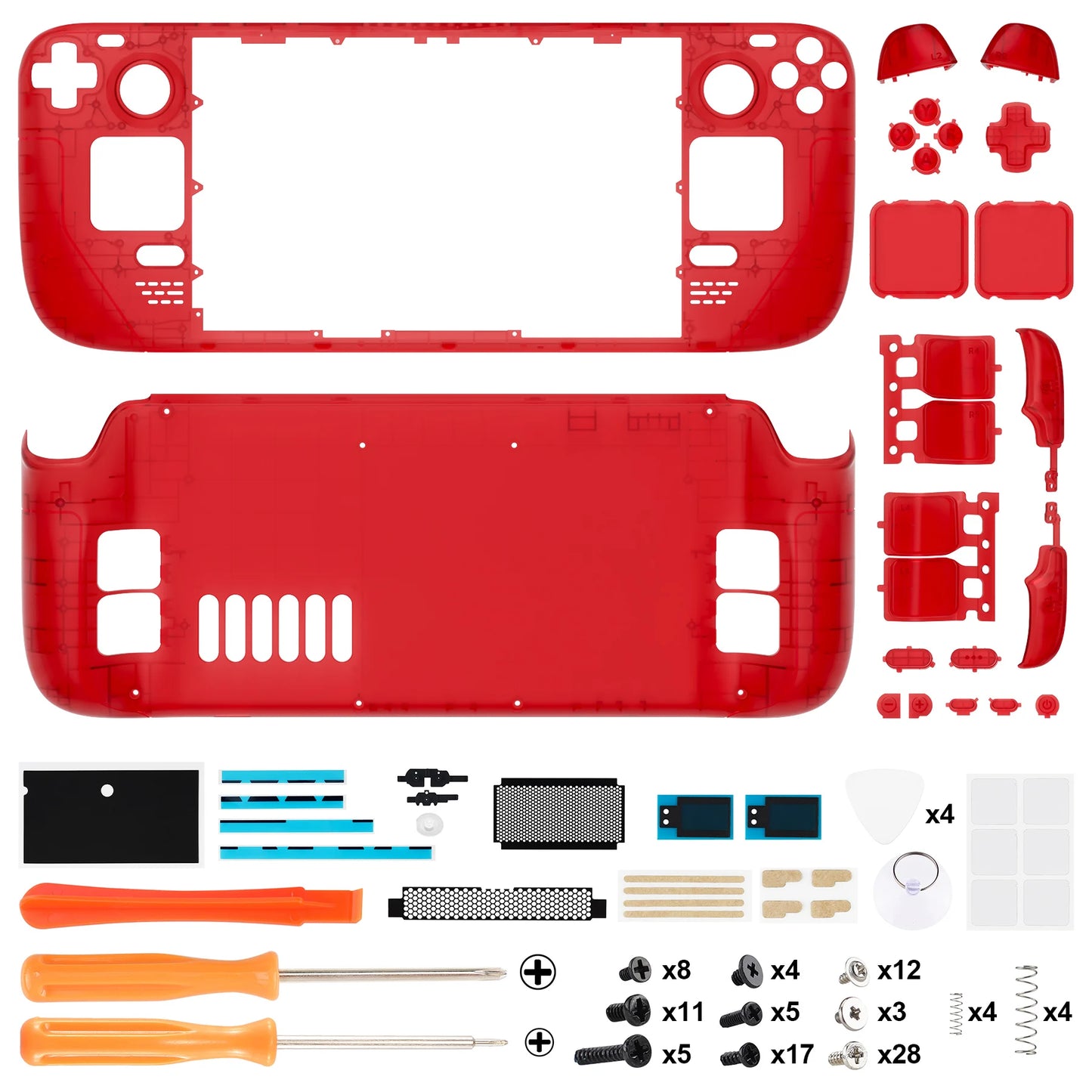 eXtremeRate DIY Replacement Shell for Steam Deck LCD, Transparent Case Set, Clear Edition Faceplate Back Plate Shell with Button