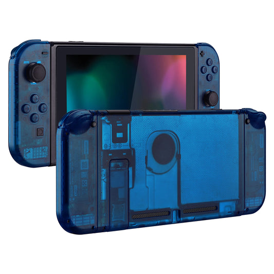eXtremeRate Transparent Clear Blue Console Back Plate Controller Housing Shell with Buttons for Nintendo Switch Console & JoyCon