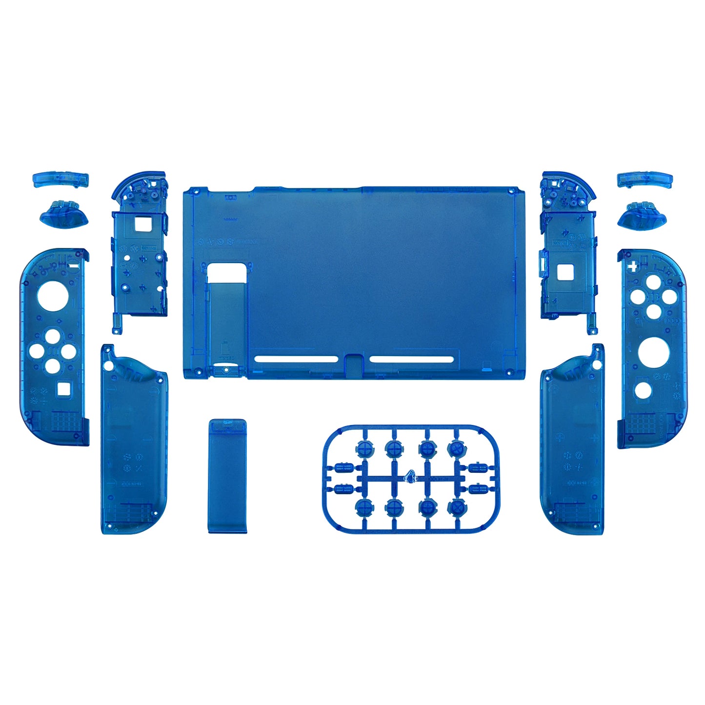 eXtremeRate Transparent Clear Blue Console Back Plate Controller Housing Shell with Buttons for Nintendo Switch Console & JoyCon