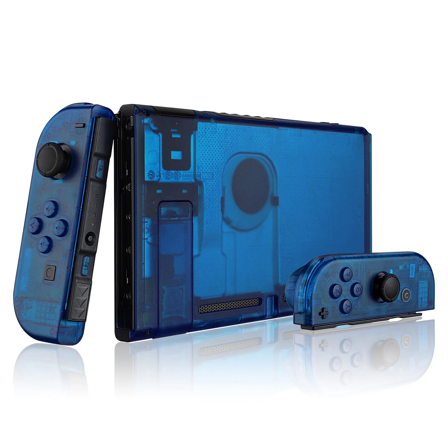eXtremeRate Transparent Clear Blue Console Back Plate Controller Housing Shell with Buttons for Nintendo Switch Console & JoyCon