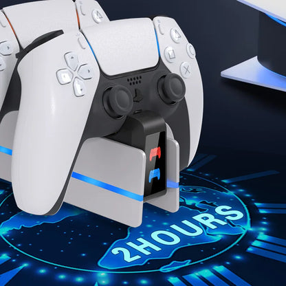 PS5 Dual Controller Charging Dock with LED Ambient Lighting