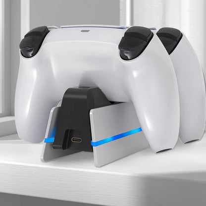 PS5 Dual Controller Charging Dock with LED Ambient Lighting