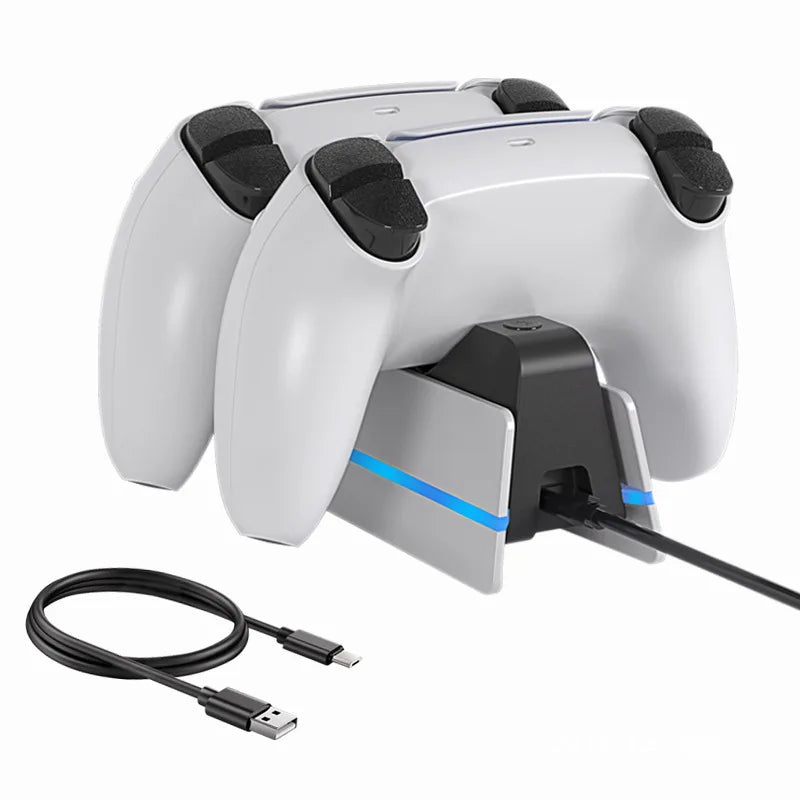 PS5 Dual Controller Charging Dock with LED Ambient Lighting