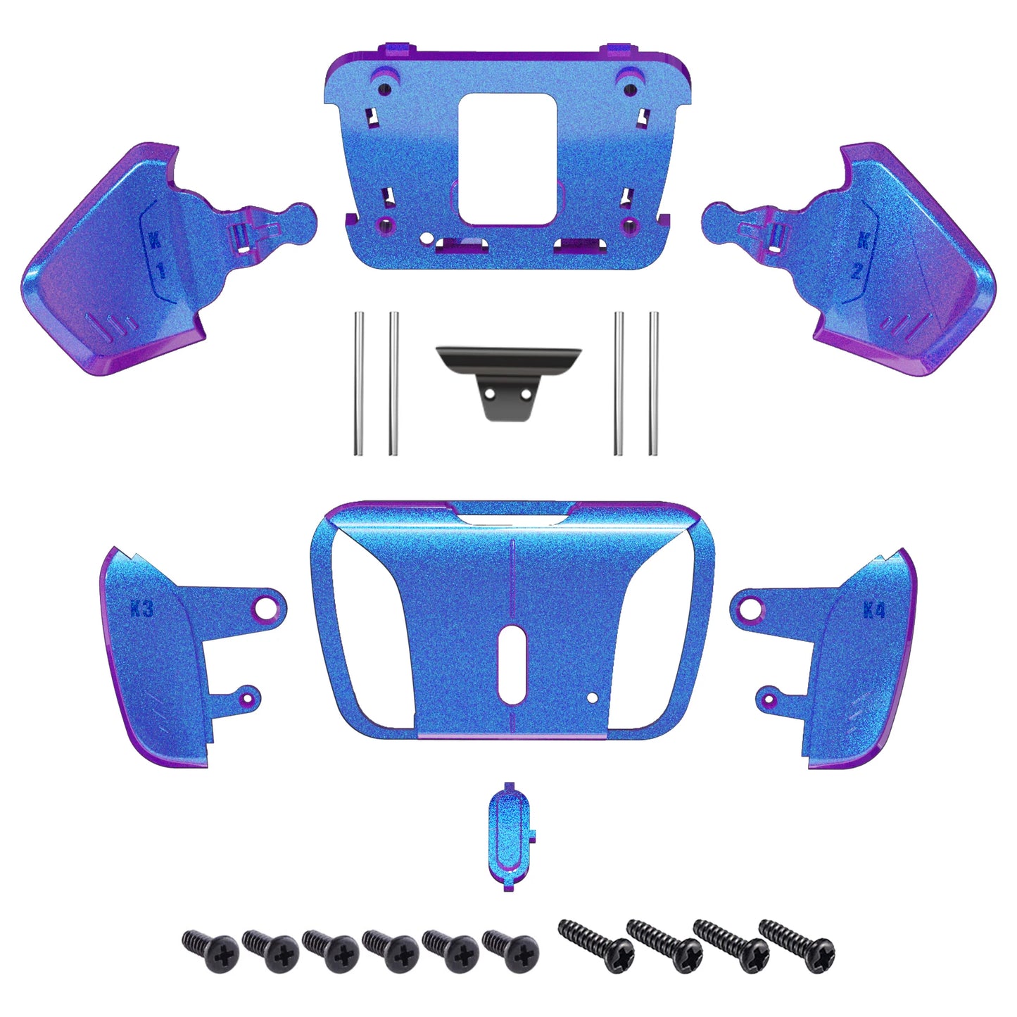 eXtremeRate Replacement Redesigned K1 K2 K3 K4 Back Buttons Housing Shell for ps5 Controller, RISE4 Remap Kit - 19 colors