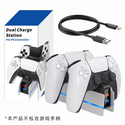PS5 Dual Controller Charging Dock with LED Ambient Lighting