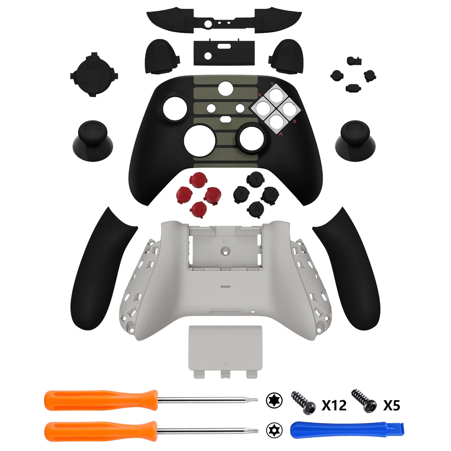 eXtremeRate Full Set Shell Buttons for Xbox Core Wireless Controller, Side Rails Grips Front Back Plate Cover - Classic Styles