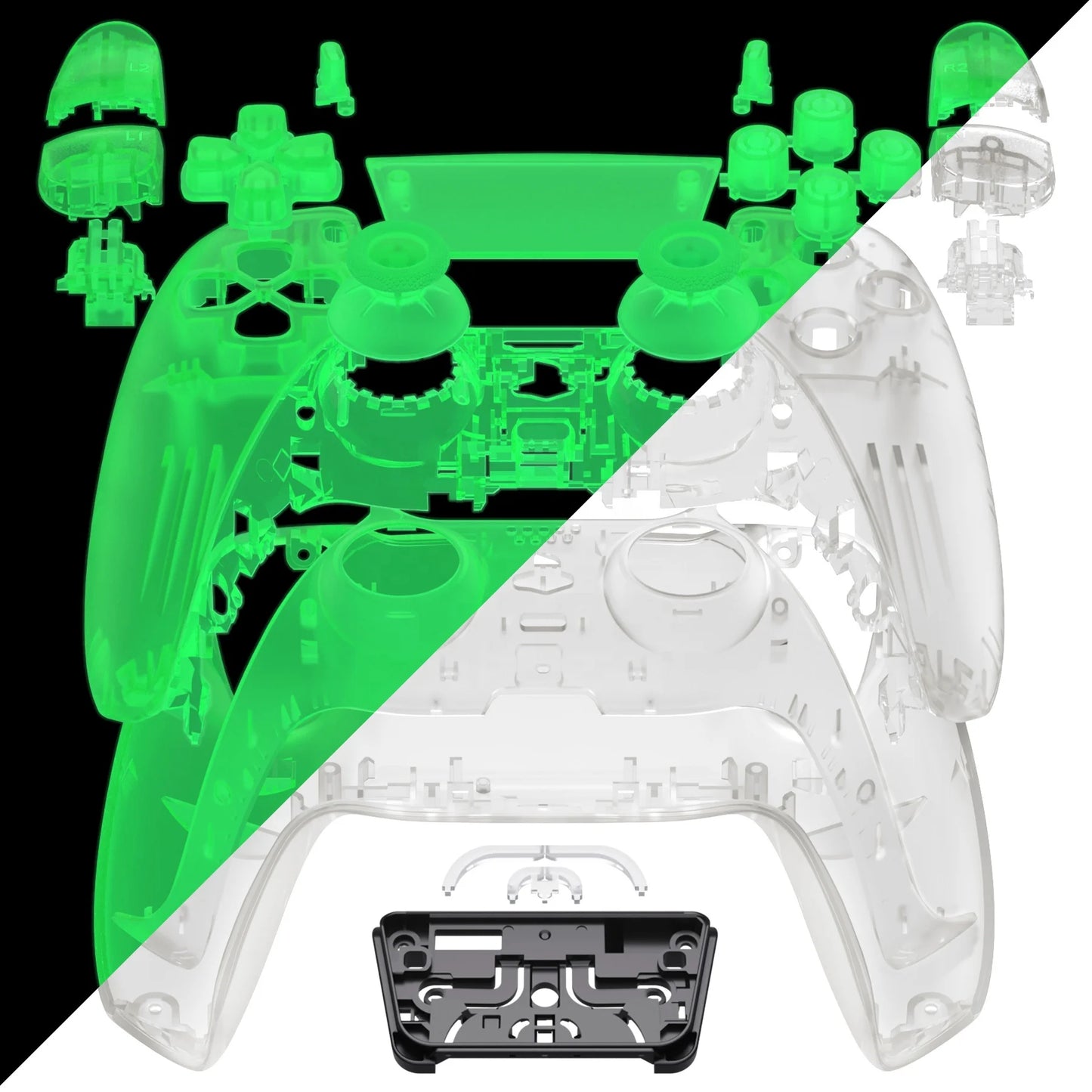 For Ps5 Controller BDM-030/040/050 Full Set Shell with Button Touchpad, Glow in Dark DIY Replacement Trim Shell Front Back Plate