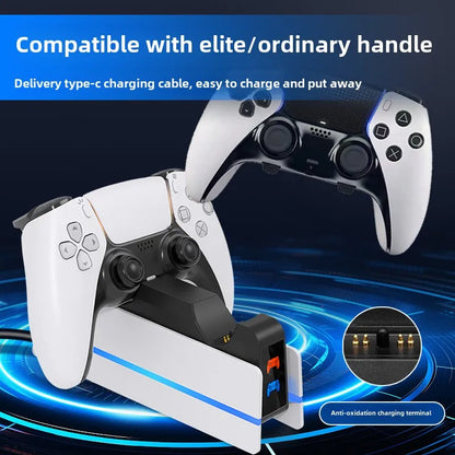 PS5 Dual Controller Charging Dock with LED Ambient Lighting