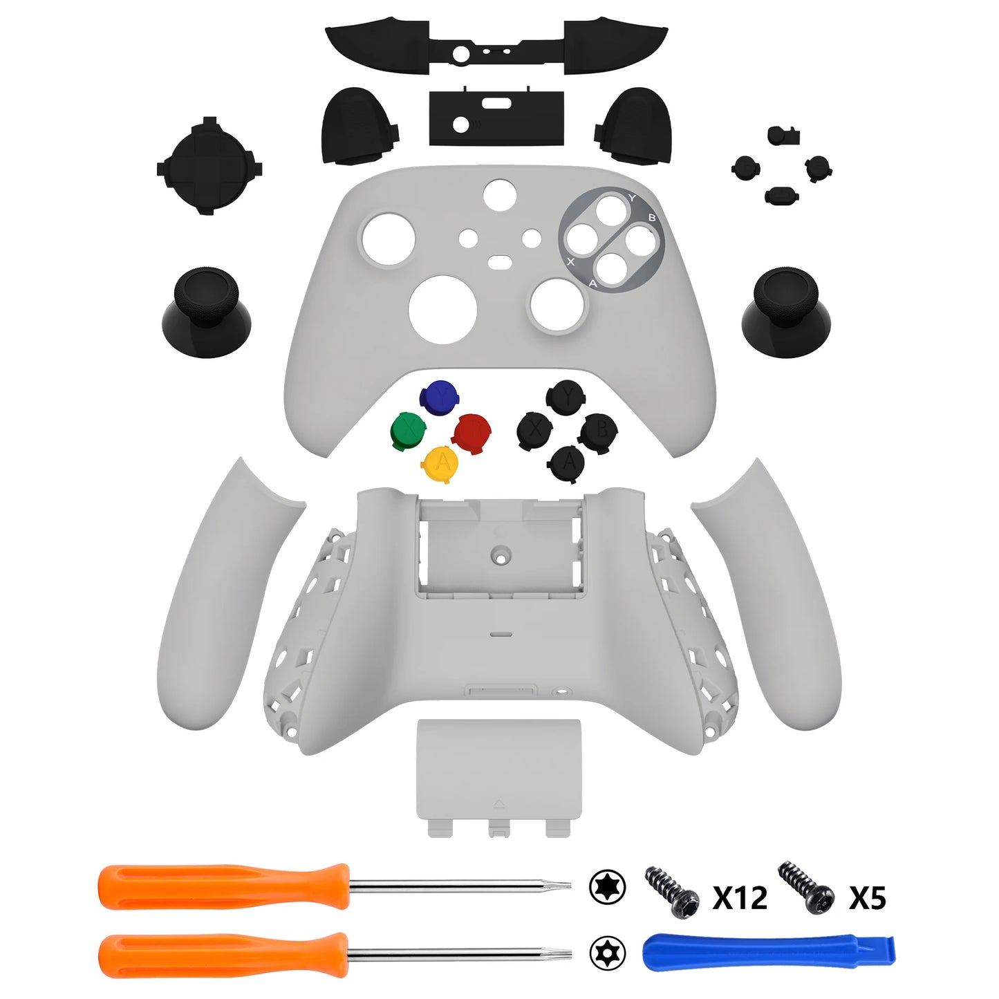 eXtremeRate Full Set Shell Buttons for Xbox Core Wireless Controller, Side Rails Grips Front Back Plate Cover - Classic Styles
