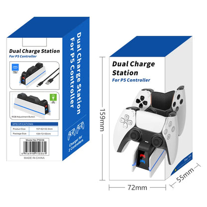 PS5 Dual Controller Charging Dock with LED Ambient Lighting