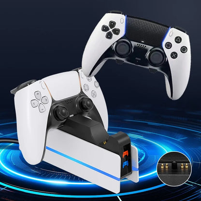 PS5 Dual Controller Charging Dock with LED Ambient Lighting