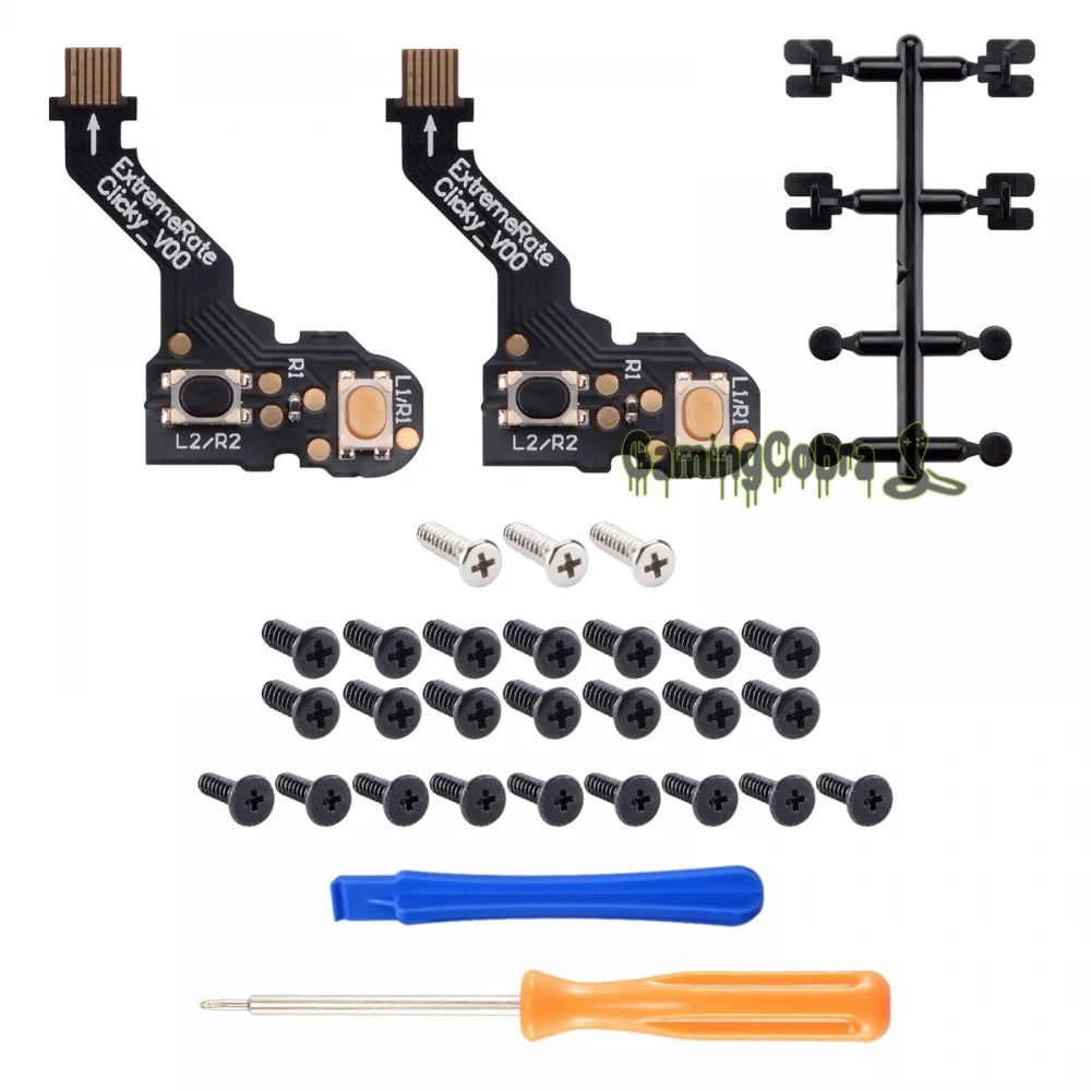 eXtremeRate Clicky Hair Trigger Kit Shoulder Buttons, Custom Flashshot Trigger Stop Flex Cable for PS5 Controller BDM-010 & 020