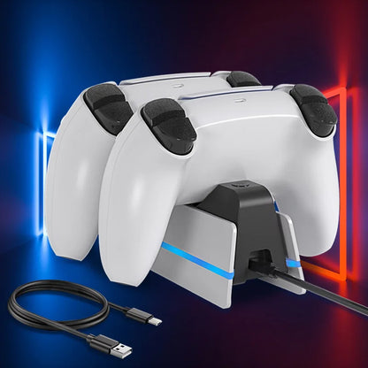 PS5 Dual Controller Charging Dock with LED Ambient Lighting