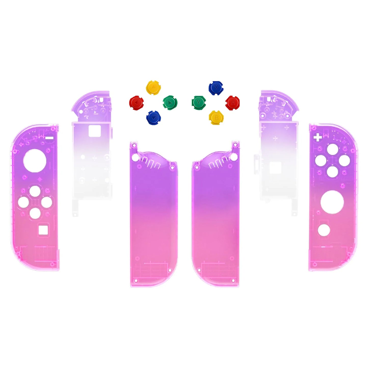 eXtremeRate Custom Transparent Housing Shell Cover W/Full Set Buttons for Nintendo Switch JoyCon & OLED JoyCon Controller
