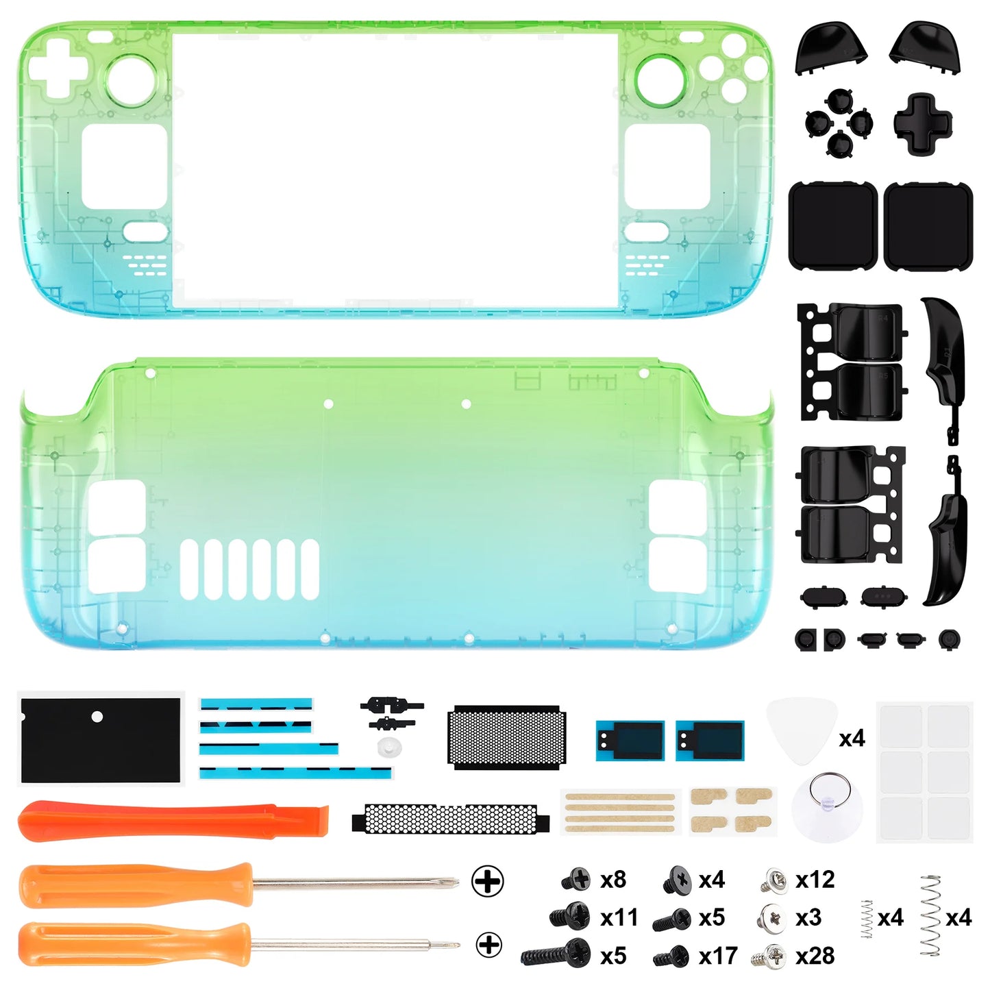 eXtremeRate Replacement Housing Shell Set for Steam Deck LCD, Faceplate Back Plate Shell with Buttons - Gradient Series