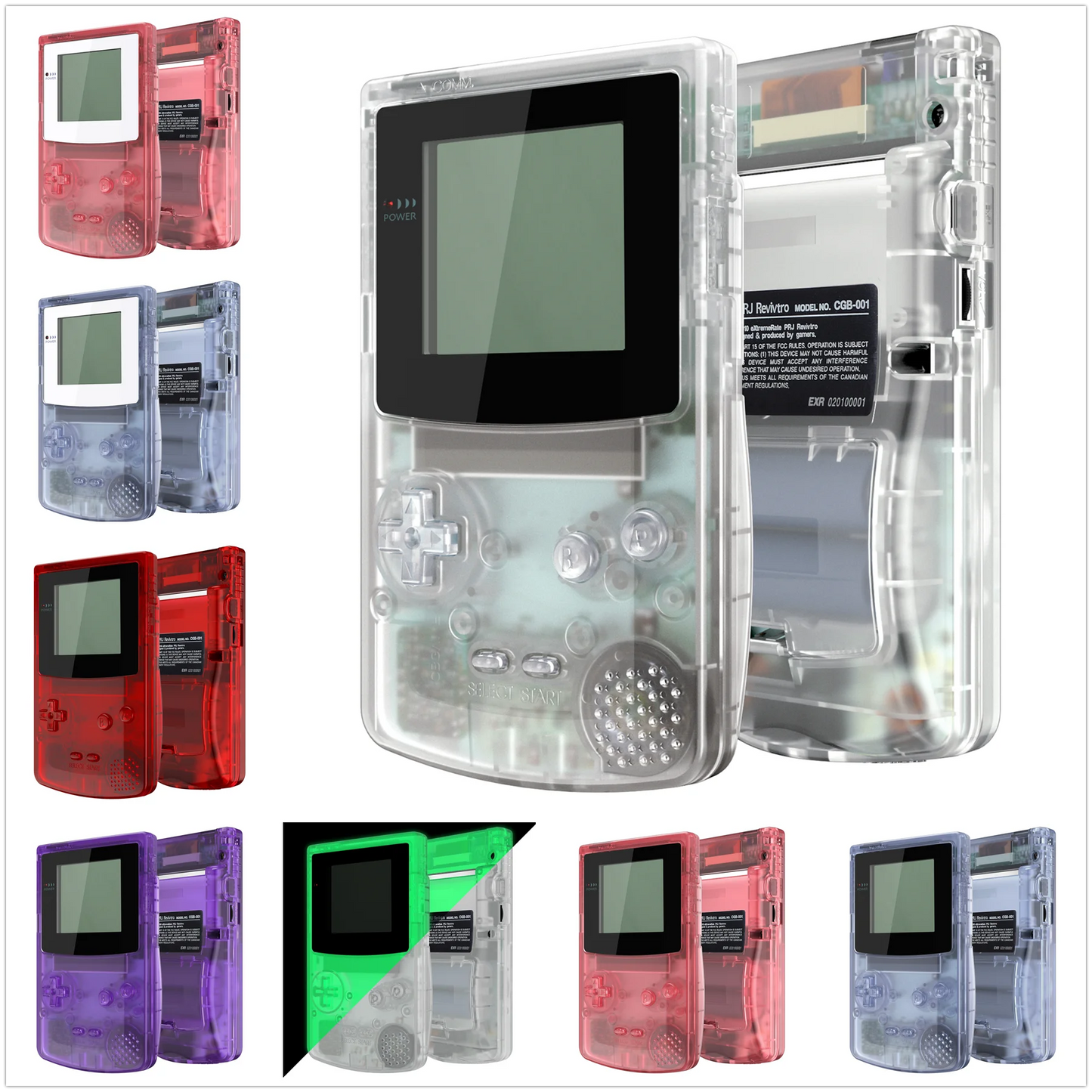 eXtremeRate IPS Ready Upgraded Replacement Shell Full Housing Cover & Buttons for Gameboy Color for GBC - Clear Series