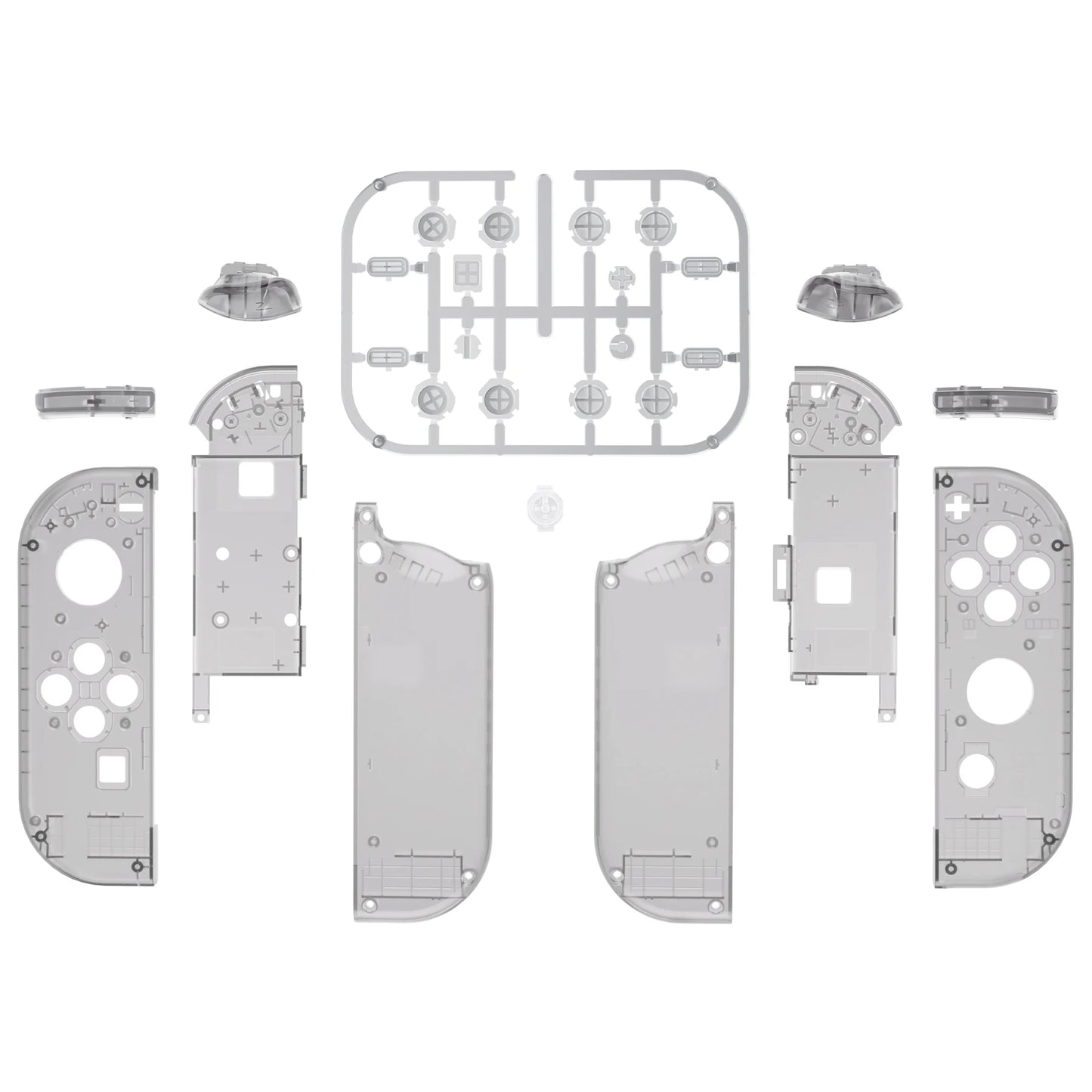 eXtremeRate Custom Transparent Housing Shell Cover W/Full Set Buttons for Nintendo Switch JoyCon & OLED JoyCon Controller