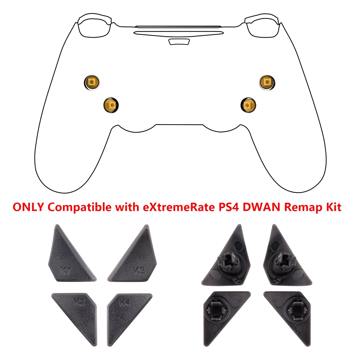 eXtremeRate Replacement Redesigned Back Buttons K1 K2 K3 K4 Paddles for PS4 Controller eXtremeRate DAWN Remap Kit - Black