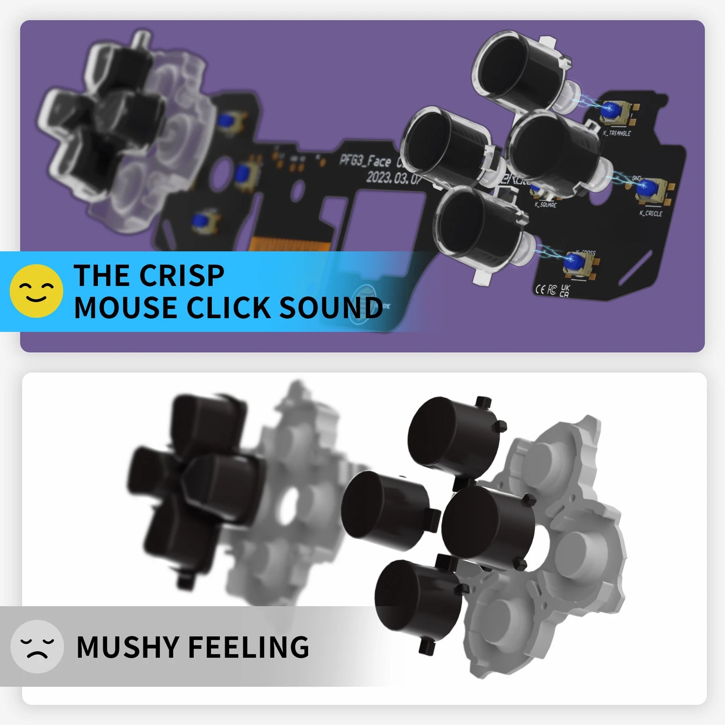 eXtremeRate Face Clicky Kit for PS5 Controller BDM-030, Custom Tactile Dpad Action Buttons, Mouse Click Kit