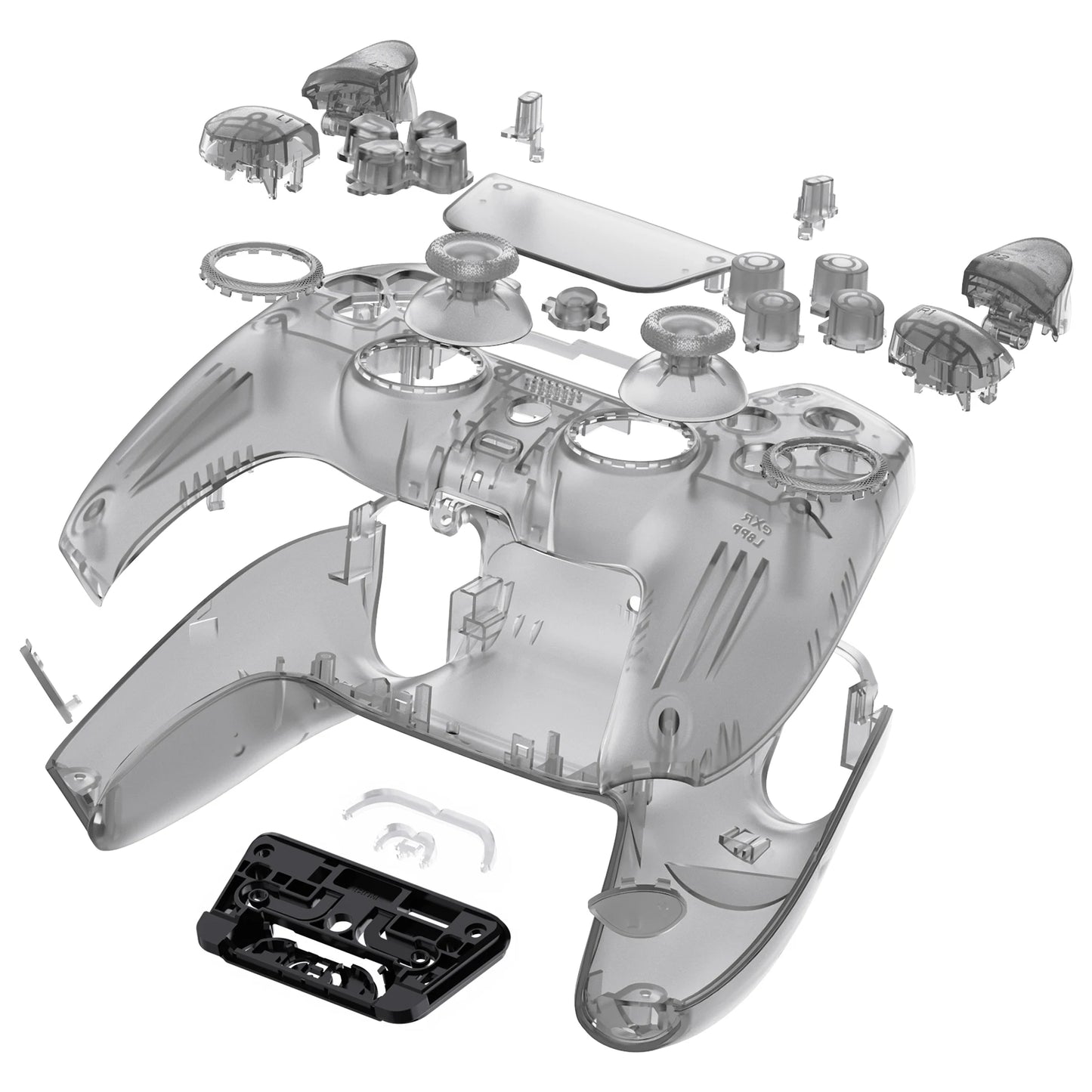 eXtremeRate Luna Redesigned Full Set Housing Shell Buttons Touchpad Cover for ps5 Controller BDM-030/040/050 - Clear Series
