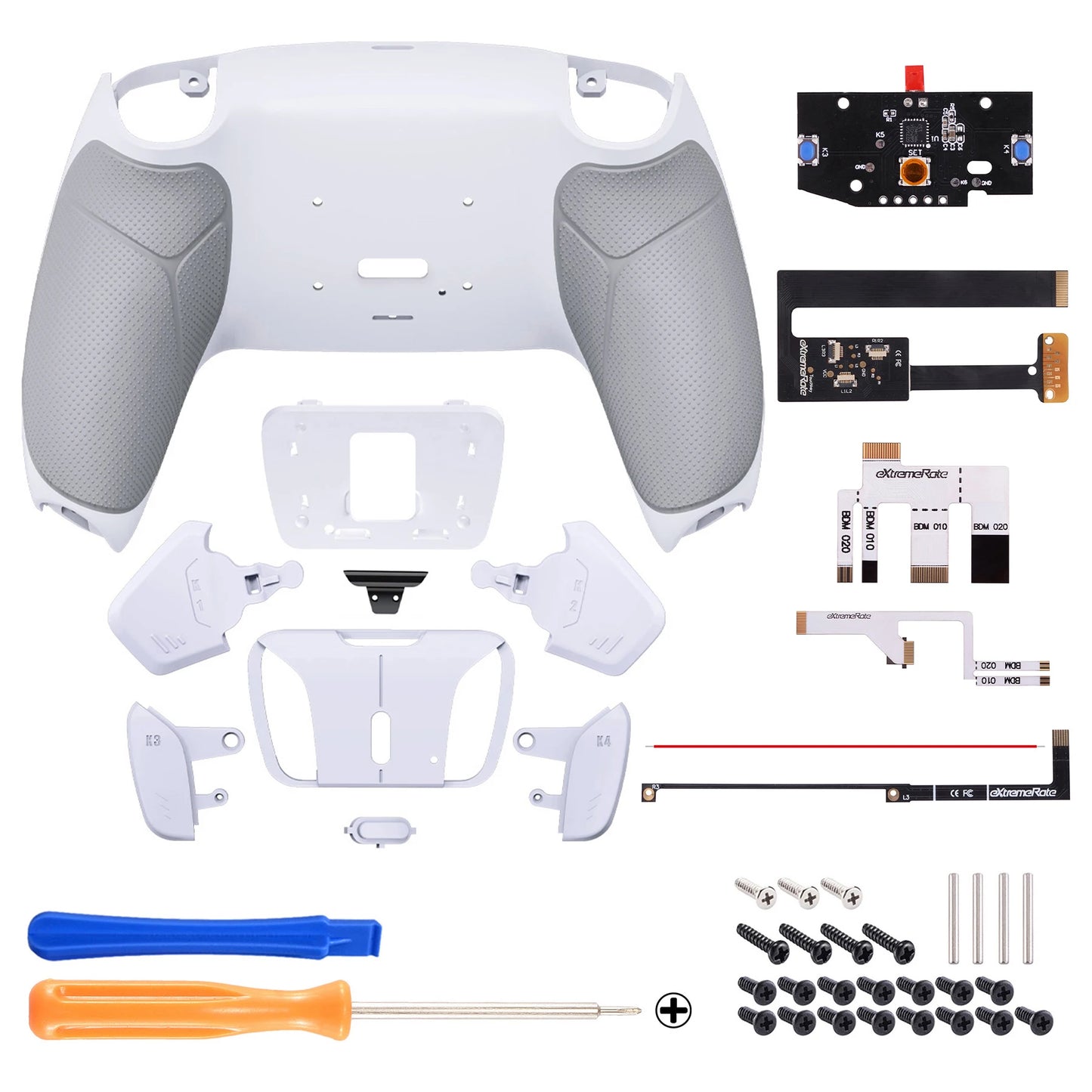eXtremeRate Rubberized Grip Programable RISE4 Remap Kit for PS5 Controller BDM-010 & BDM-020, Board & Back Shell & Back Buttons