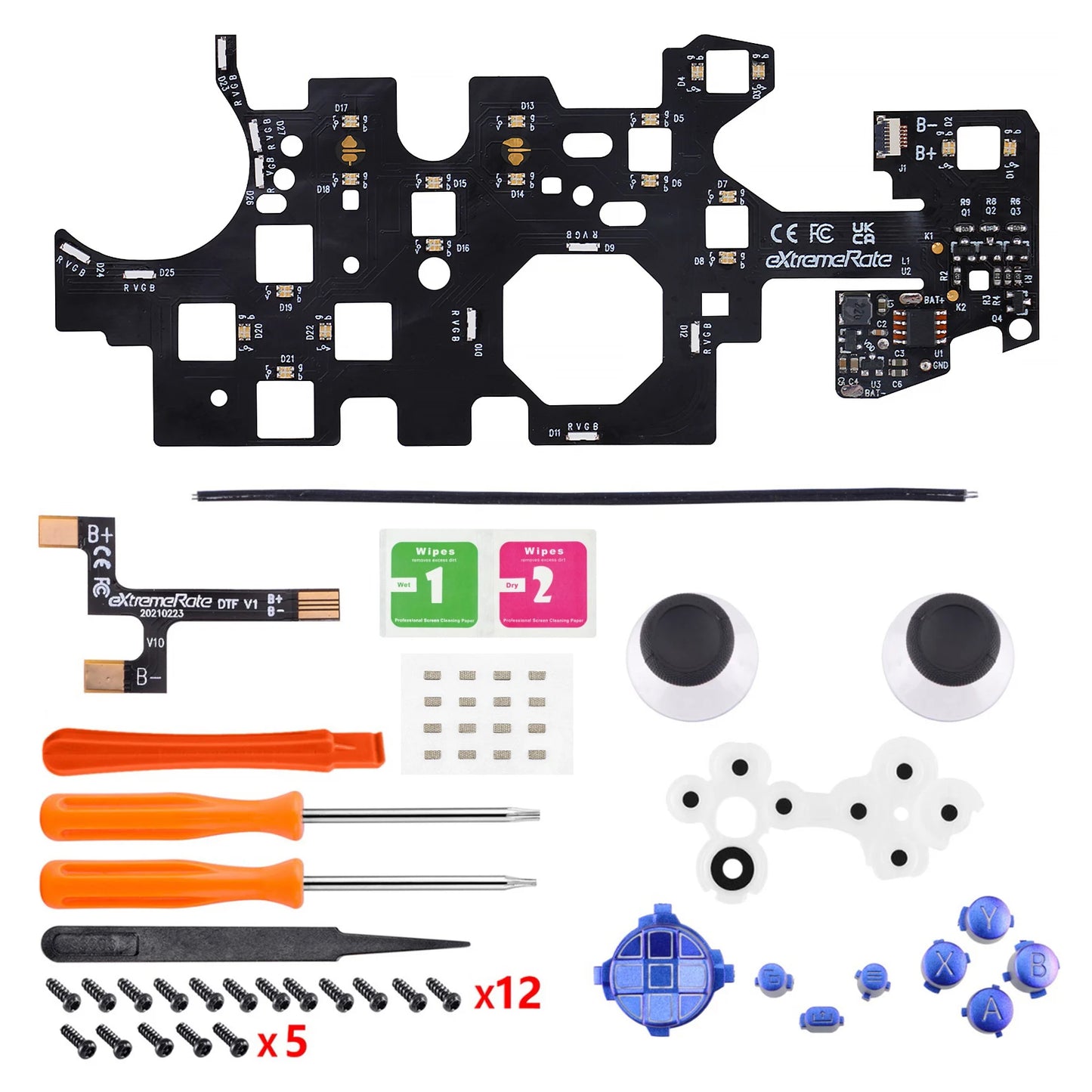 eXtremeRate Multi-Colors Luminated DTF V2 LED Kit for Xbox Series X/S Controller Model 1914, D-pad Thumbsticks Buttons