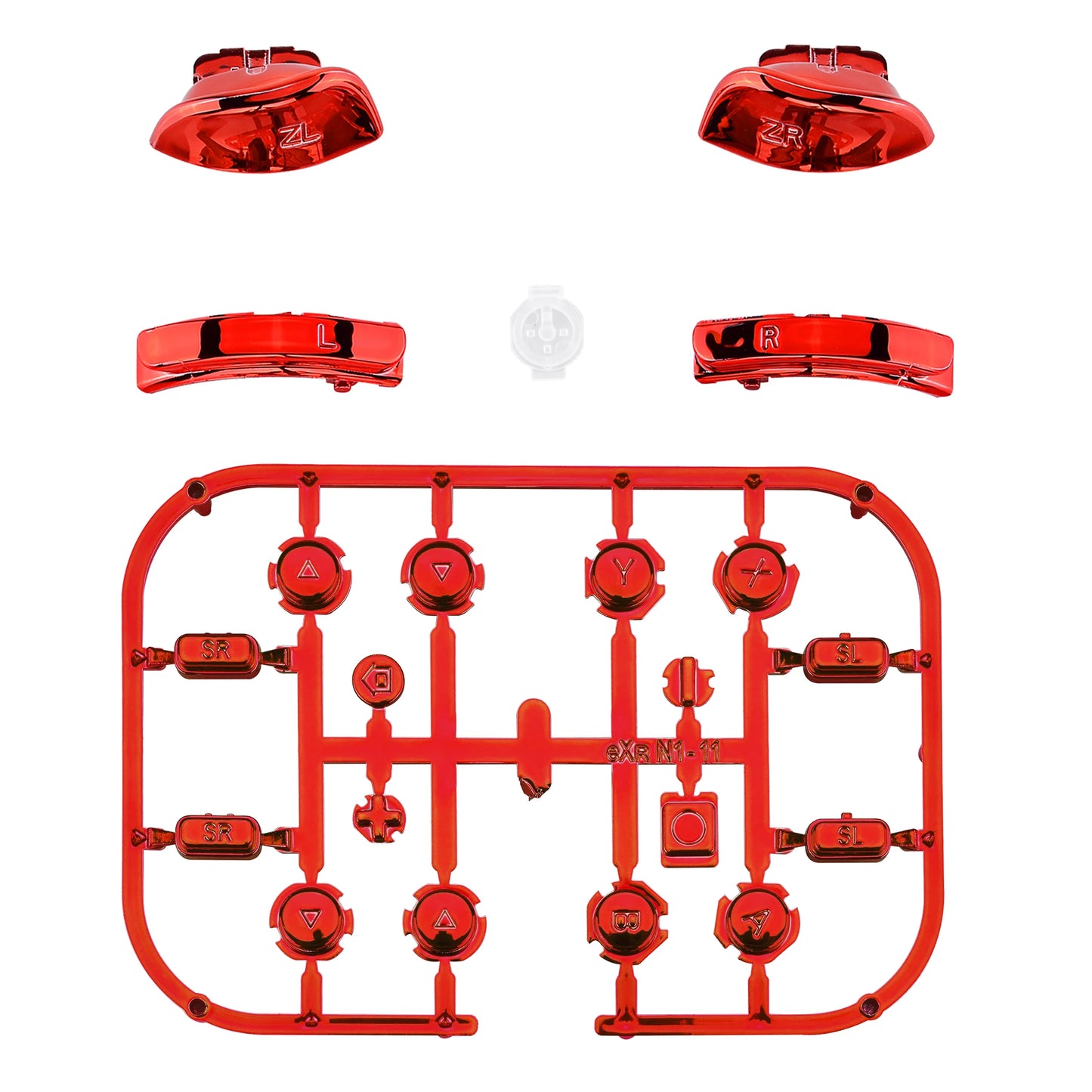 eXtremeRate Full Set Buttons with Tools for Nintendo Switch & OLED JoyCon, Chrome Replacement ABXY SR SL L R ZR ZL Trigger