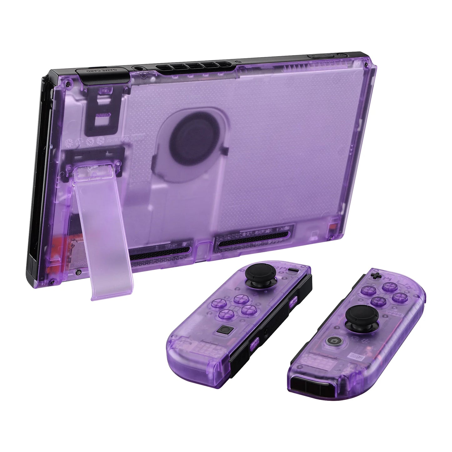 eXtremeRate Transparent Console Back Plate with Controller Housing Shell with Buttons for NS Switch Console & JoyCon