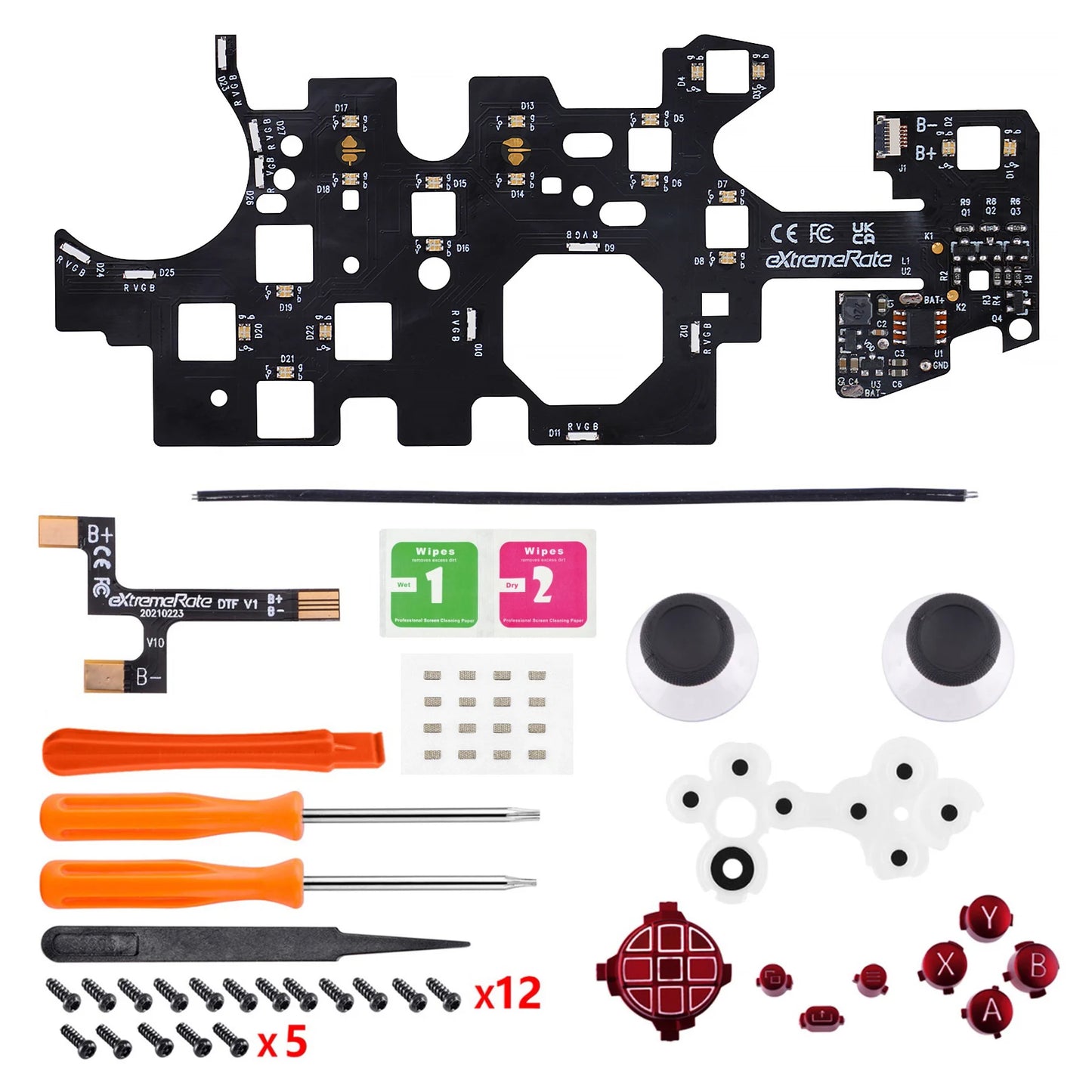 eXtremeRate Multi-Colors Luminated DTF V2 LED Kit for Xbox Series X/S Controller Model 1914, D-pad Thumbsticks Buttons