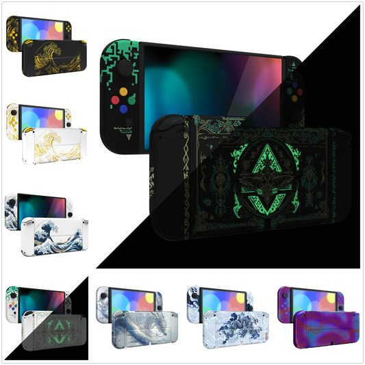 eXtremeRate Full Set Shell for Nintendo Switch OLED, Back Plate Kickstand & Buttons - Patterned Series