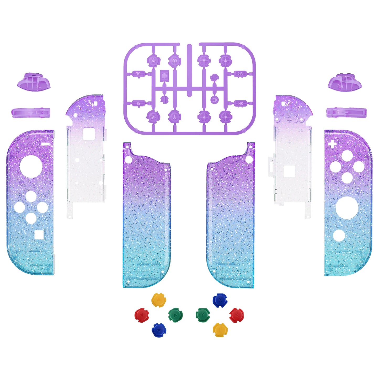 eXtremeRate DIY Replacement Shell Case for NS Switch JoyCon & OLED JoyCon, Handheld Controller Housing With Full Set Buttons