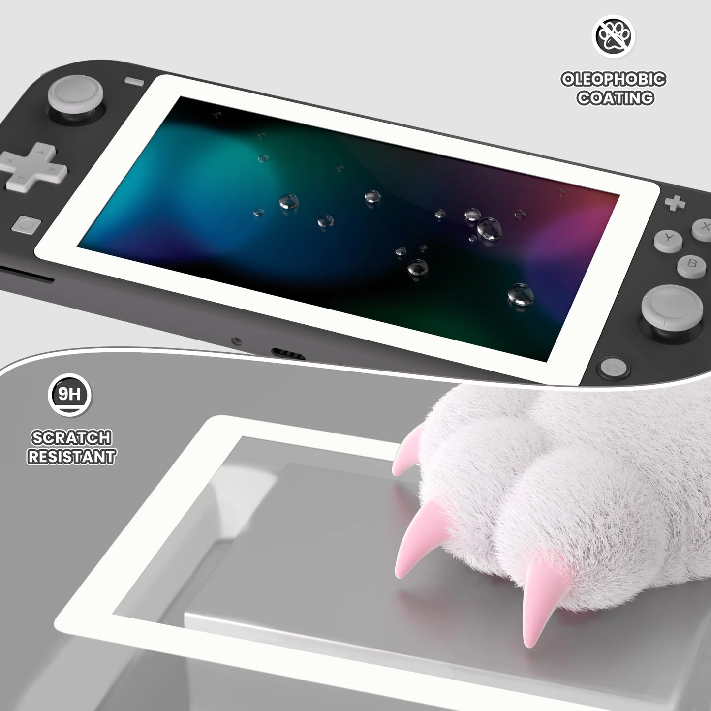 eXtremeRate Colourful Border Transparent HD Clear Accessories Saver Film Tempered Glass Screen Protector for NS Switch Lite