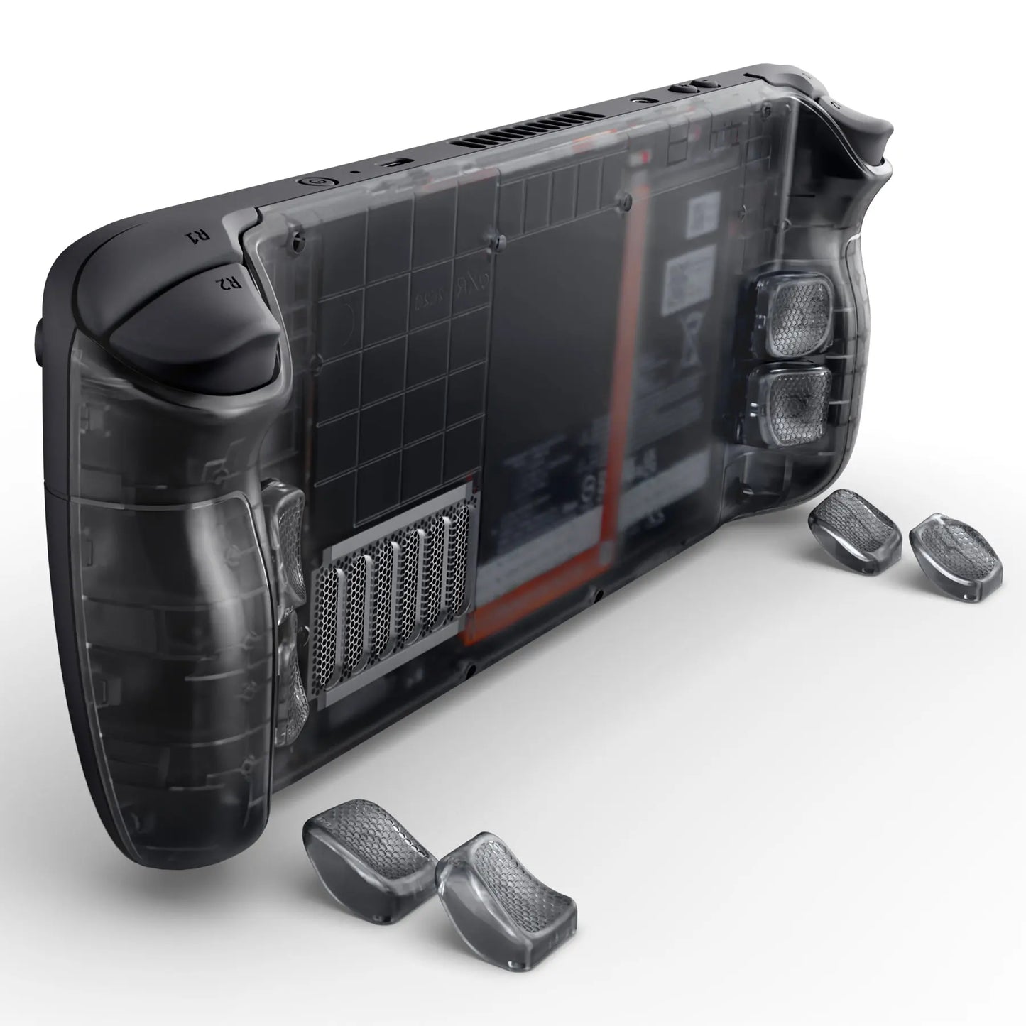 eXtremeRate Interchangeable Back Buttons Bottom Shell for Steam Deck LCD & OLED , Fingers Grip Back Shell - Black