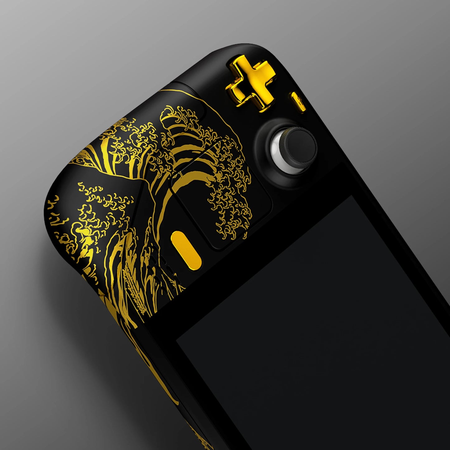 eXtremeRate Replacement Housing Shell Set for Steam Deck LCD, Faceplate Back Plate Shell with Buttons - The Great GOLDEN Wave