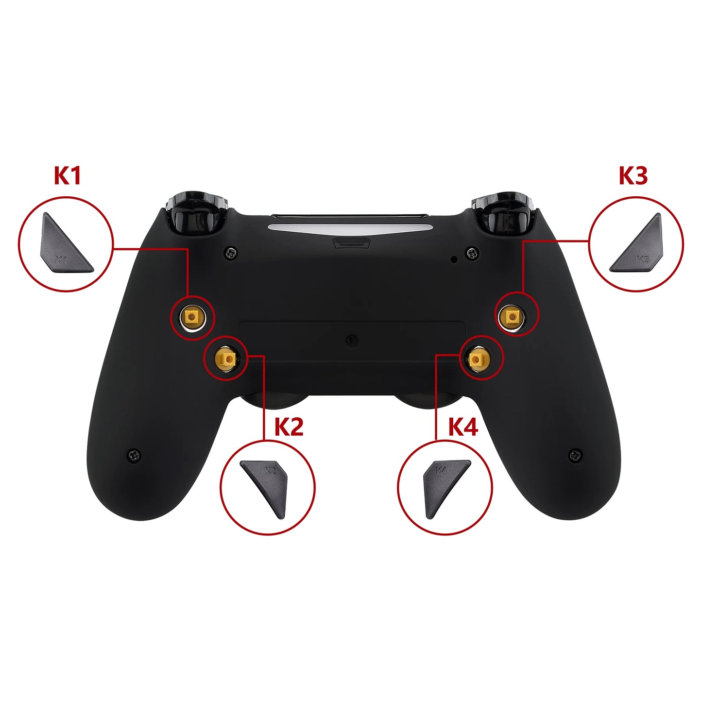 eXtremeRate Replacement Redesigned Back Buttons K1 K2 K3 K4 Paddles for PS4 Controller eXtremeRate DAWN Remap Kit - Black