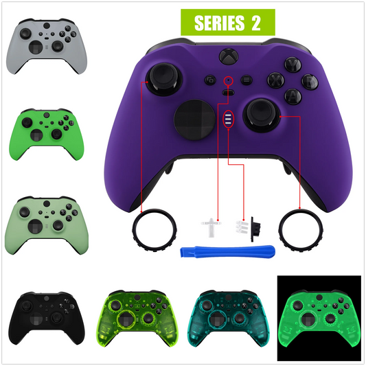 eXtremeRate Faceplate Front Housing Shell Case Replacement Kit for Xbox One Elite Series 2 Controller - Purple