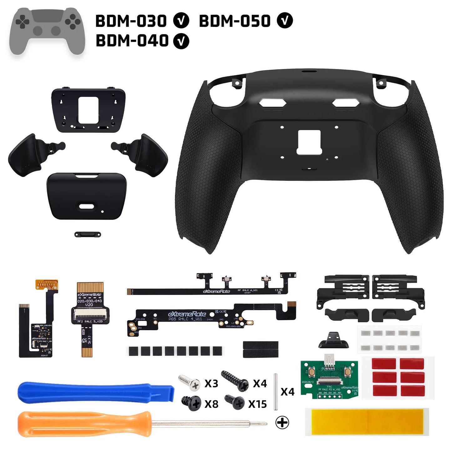 eXtremeRate RISE Plus MAX Remappable Back Buttons Kit w/Clicky Trigger Stop & Rubberized Grip for ps5 Controller BDM-030 040 050